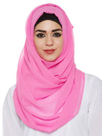 Momin Libas Women's Georgette Hijab and Scarf (HCT42317, Pink, Free Size)