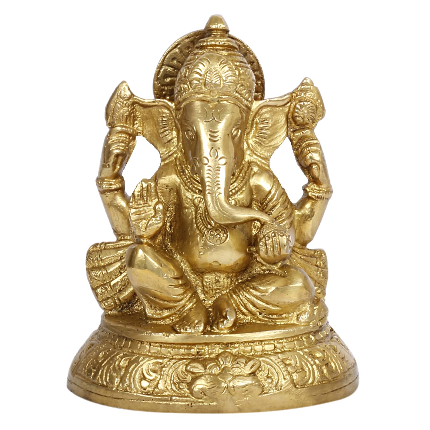 Svarup Brass Ganesh Ganesha Idol Good Luck God Statue Religious Pooja Temple Decorative Sculptures Height 5 Inch