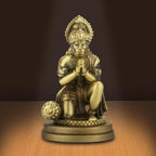 Shilpkala 2.5 Inch Brass Ultra Fine Hanuman Ji Brass Bajrangbali Idol for Car Dashboard & Travel Blessings