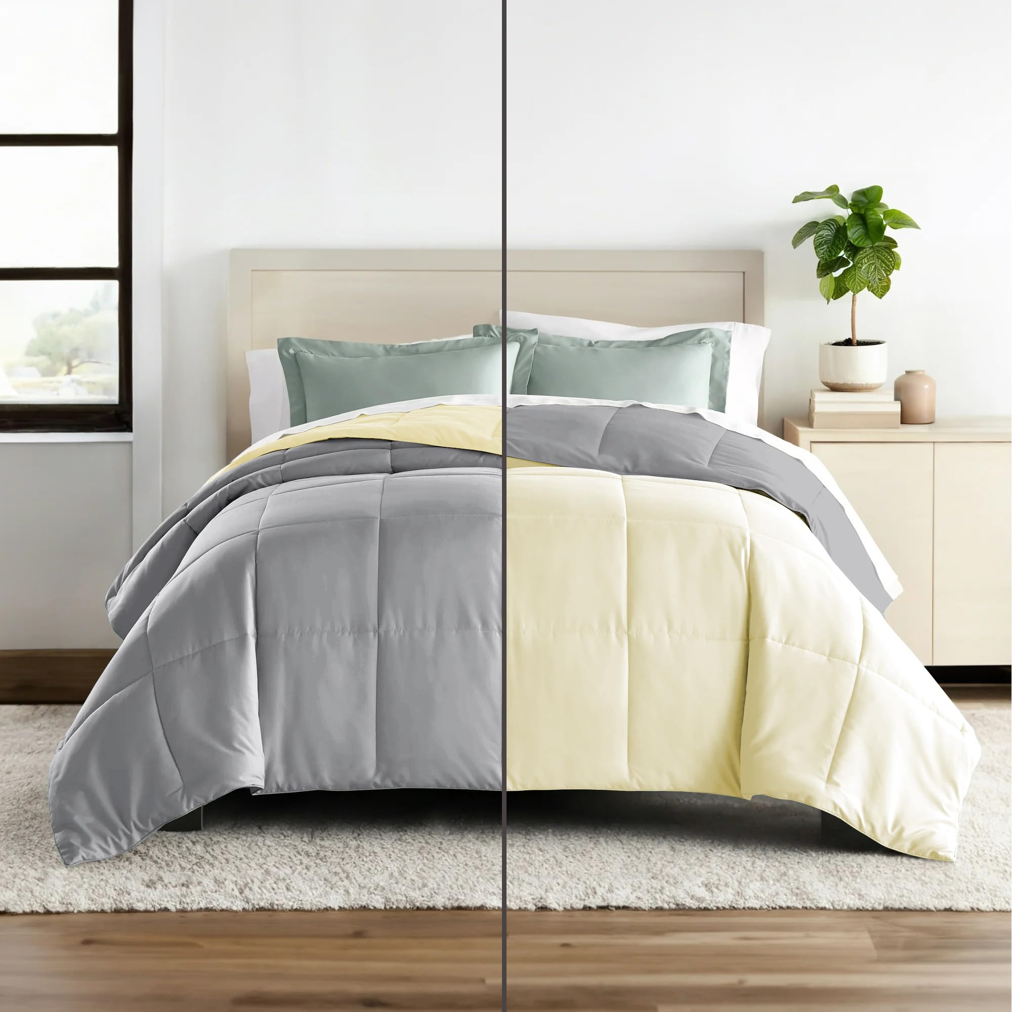 Hotel Collection 150 Gsm All Season Comforter Single Bed AC Blanket/Quilt/Rajai Soft & Breathable Microfiber Lightweight (60 X 90 Inches) - Single Bed Comforter - Ivory/Silver Grey Color Kafalo
