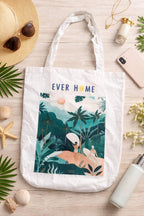 EVER HOME 100% Cotton Reusable Tote Bags | Outer Pocket, Utility Tote bags for Shopping/Grocery Bag & Daily use(Size 45x35x15 cm) (1, Multi4)