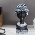 Xtore Home Decor Resin African Lady with White Earrings Showpiece (Black, Pack of 1)