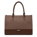 Siza Women's Tote Bag with Laptop Compartment, PU Leather Handbag for Ladies, Large Office Shoulder Bag with Detachable Strap for Work, College, Travel & Daily Use, Dark Brown