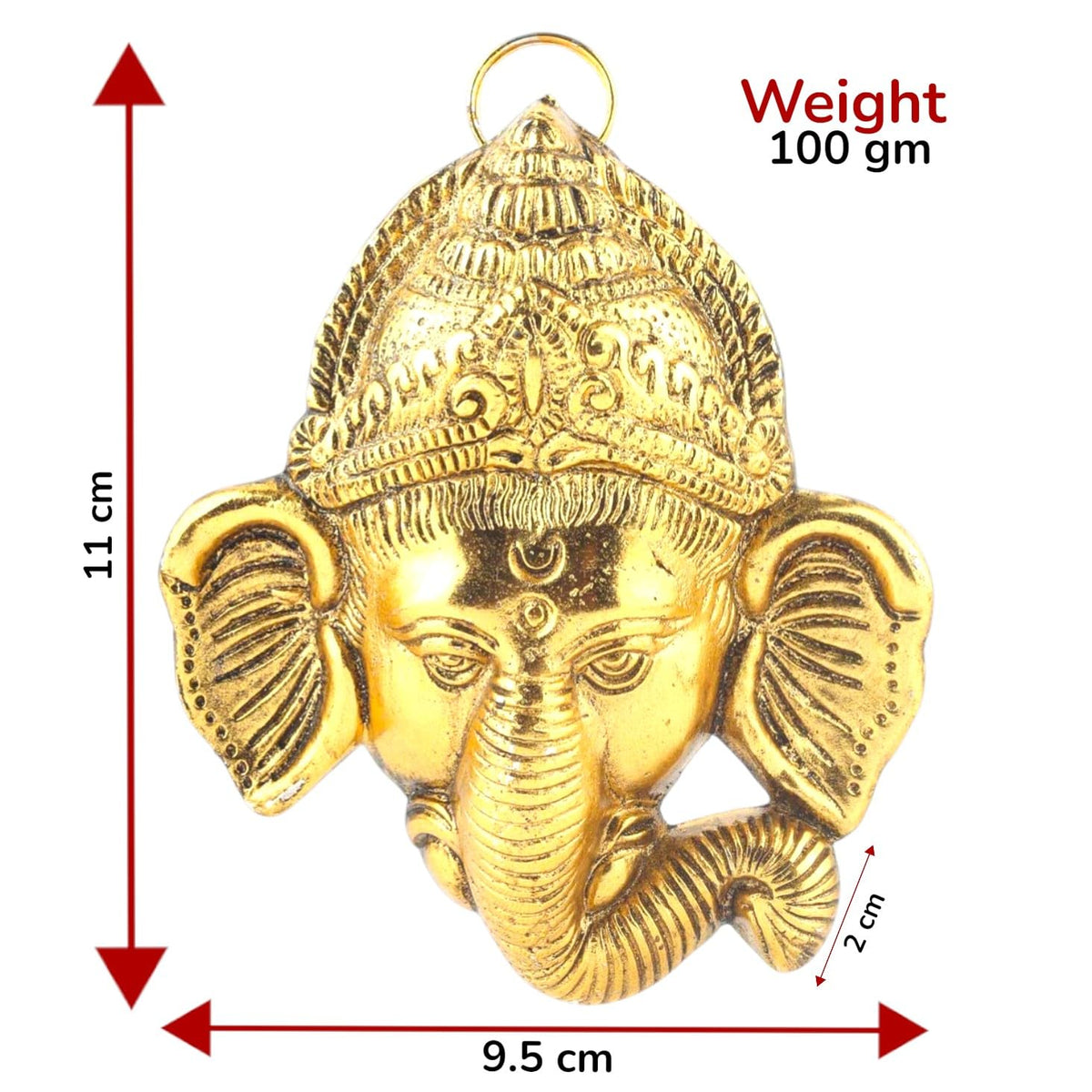 Kridaykraft Multicolour Handmade Decorative Feng Shui Metal Pan Leaf Hanging Metal Ganesh Ji Statue