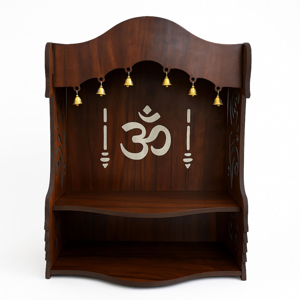 HOMEWEY DECOR Wooden Home Temple Handcrafted Support Heavy Idols Luxurious Finish Pooja Mandir for Home and Office Wall Mount for Room (Design6)