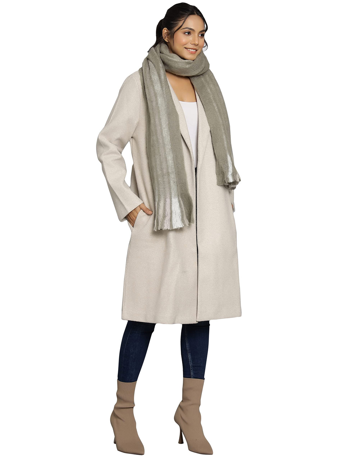 Ravaiyaa - Attitude is everything Women's Cashmere Wool Acrylic Scarf Winter Long Scarves, Neck Wrap 72 X 14 Inch (Grey)