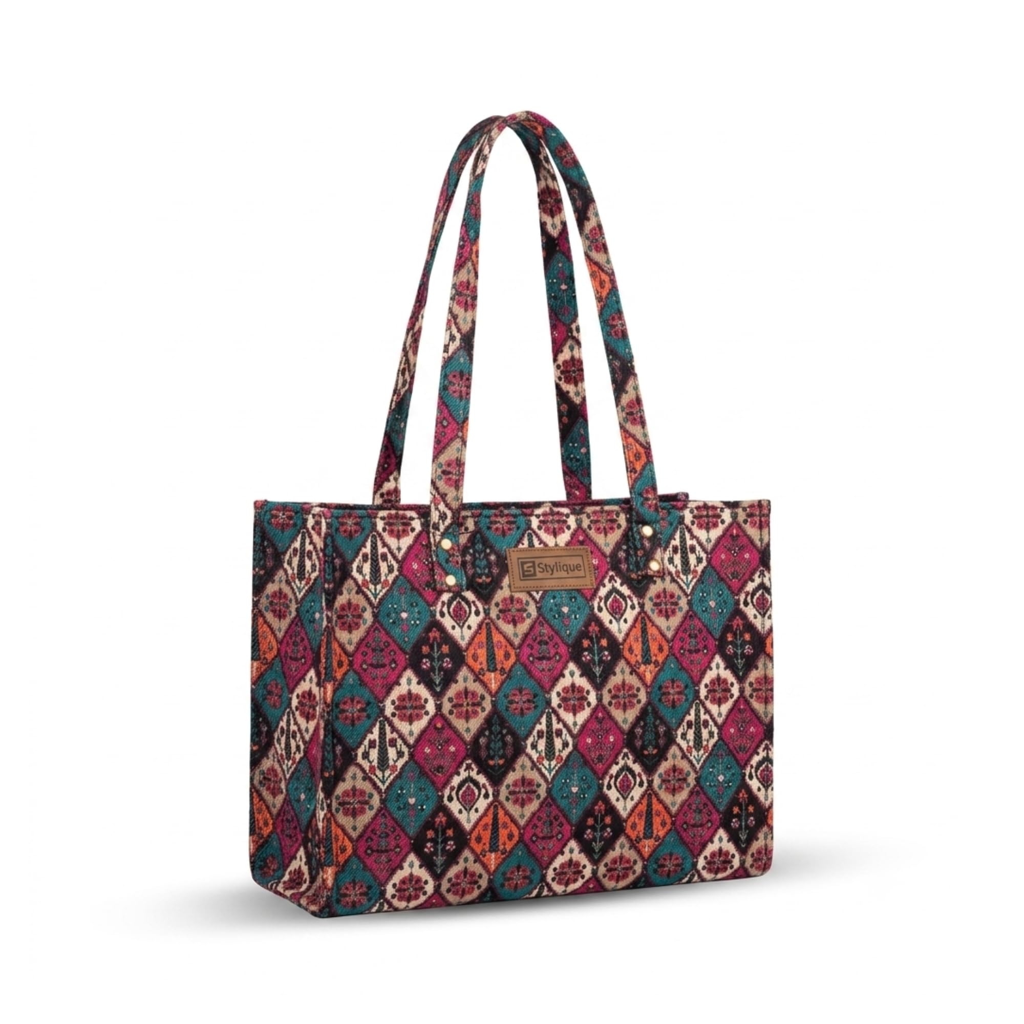 Stylique Women's Jute Tote Bag with Zip Closure — Large Laptop Handbag for Office, College & Travel | Eco-Friendly Cotton Canvas Shoulder Bag