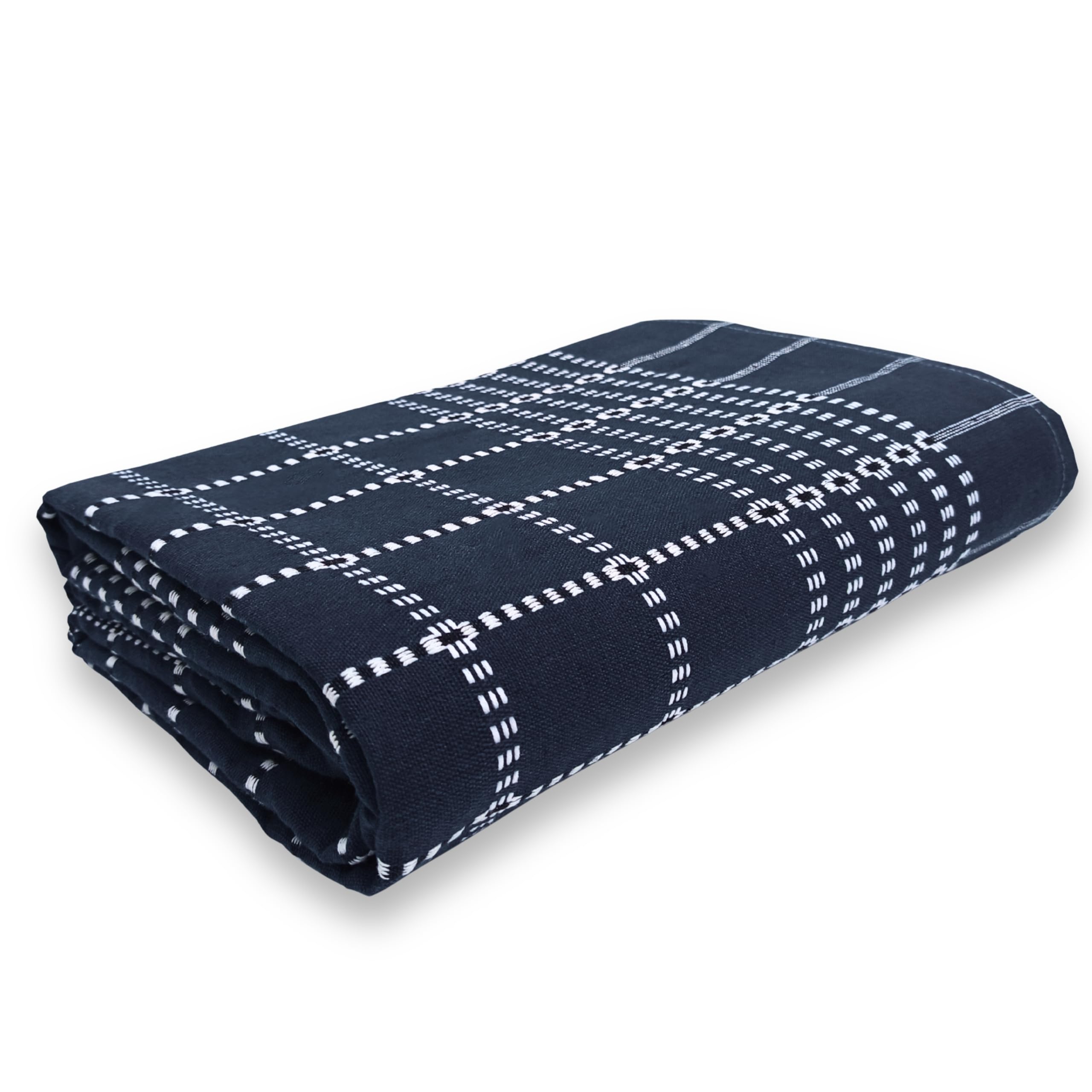 VELIRSON 100% Pure Cotton Checkered Blanket Single Bed Size 60x90 Inch - Navy Blue | Bedsheet for Single Bed Cotton | Solapur Chaddar | All Seasons Daily Use Blanket | Pack of 1 (Navy Blue) Kafalo