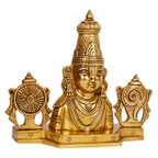 ARTVARKO Brass Lord Tirupati Balaji Lord Sri Venkateswara Balaji Face with Shankh Chakra Namah Idol Showpiece Home Décor Gold (22x8x21 cm)
