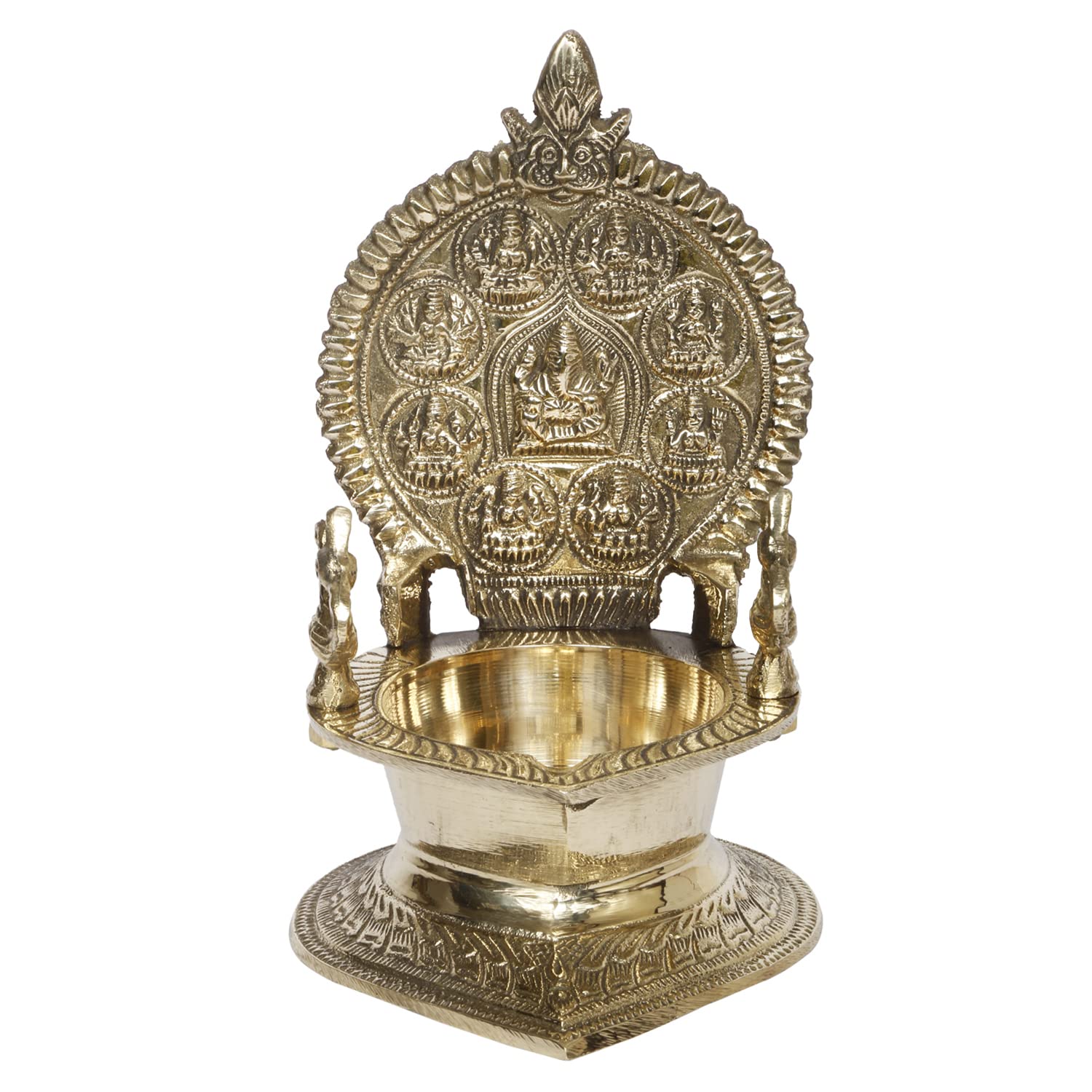 Artvarko Big Brass Astalakshmi Oil Diya with Ganesha for Home Decor Pooja Decorative Deepak Diwali Puja Gift 7 Inch