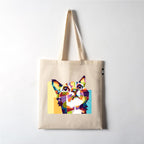 VVWV Cat Printed Tote Bag 100% Organic Cotton Shopping Grocery | Tote Bag | Women Office College Grocery,Vegetable Bags Market, Canvas Bag 15kgs Capacity (13 x 15.7 Inch)