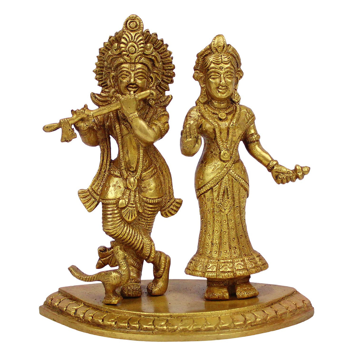 ARTVARKO Radha Krishna with Peacock Brass Statue Decorative Showpiece for Gift Murti for Pooja Temple (LxBxH 6x3x6.5 Inch 1.5 Kg)