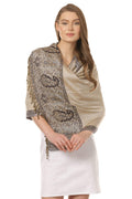 Pashtush Womens Soft Bamboo Stole, Reversible Design, Twin Colored, With Multi Colored Stripes 70 x 200 cm