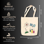 snapiq COTTON 350 GSM Canvas Tote Bag for Women and Girls Thick Fabric with Zipper (Beige, H2O)