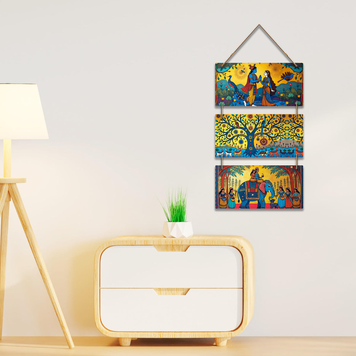 Artvibes Devotional Art Radha And Krishna Wall And Door Hanging for Home | Spiritual Decor Items | Religious Wall Art | Wall Illustrations | Artwork| Stylish Modern Decor Item | Gift Items (WH_9429N)