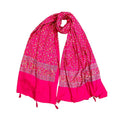 JAHAN TEXTILE rani Floral Printed Scarf for Women | Soft Lightweight Dupatta/Stole with Tassels | Elegant Ethnic & Casual Wear Wrap | Stylish Designer Shawl for All Seasons (Dark Pink)