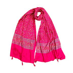 JAHAN TEXTILE rani Floral Printed Scarf for Women | Soft Lightweight Dupatta/Stole with Tassels | Elegant Ethnic & Casual Wear Wrap | Stylish Designer Shawl for All Seasons (Dark Pink)