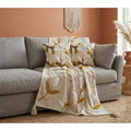 24x7 Home Store Decorative Sofa Throw Blanket with Tassel Fringe, Boho Style, Cream and Navy (Brown, Sofa Throw + 2 Cushion Covers Combo) Kafalo