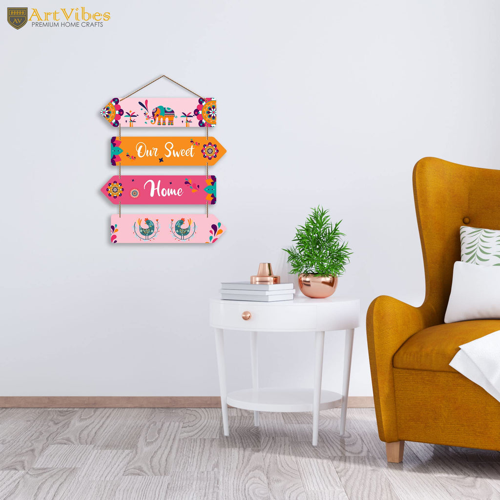 Artvibes Our Sweet Home Decorative Wall Art MDF Wooden Wall Hanger for Living Room | Printed Wall Decoration | Modern Decor Items | Wall Poster | Artworks Hangings | Unique Gift (WH_4417N)