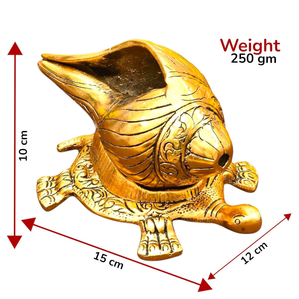KridayKraft Shank Kachhua Stand Turtle for Vastu Feng Sui,Kachua Yantra for Good Luck & Evil Eye Protection,Metal Tortoise Staute Animal Showpiece Figurine & Gifting Items