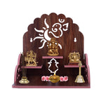 Om Shree Fully Handmade Beautiful Wooden Home and Office Temple/Pooja Mandir(28 x 28 x 26 cm) (Dark Brown 4)
