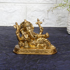 SVARUP Brass Ganesha Resting Blessing Ganesh Idol Showpiece Statue Good Luck & Success.