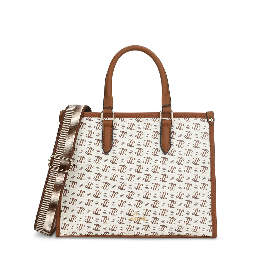 Lavie Mono LL Melissa Satchel Handbag For Women | Satchel Bag For Work | Ladies Purse | Stylish Shoulder Bag | Gift, Beige
