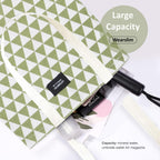 Wearslim® Premium Cotton Grocery Tote Bag, Printed Large Utility Shopping Bags, Stylish Reusable Hand Bag - White & Green (16.5 x 14.5Inch)