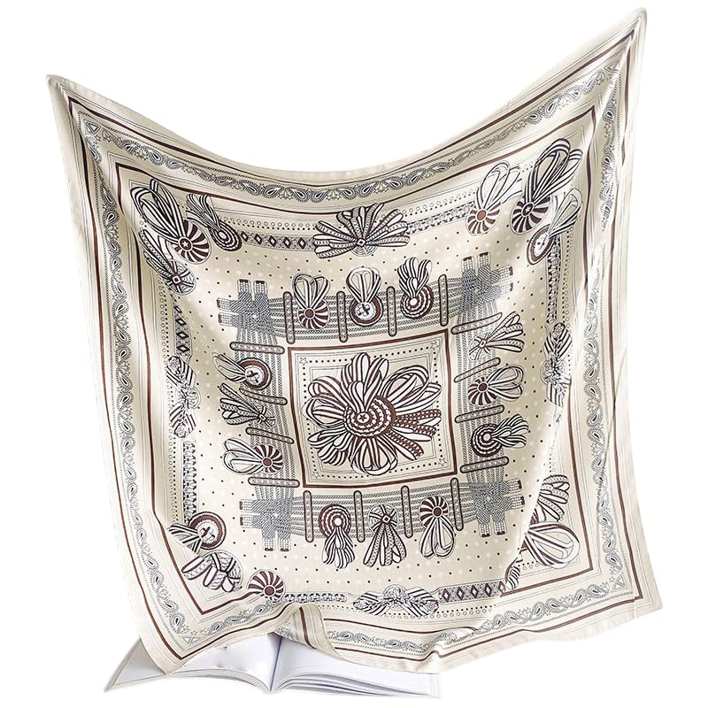 CrossKulture Printed Poly Silken feel Scarf Stole for Women | Stylish, Soft, & Lightweight | Satin Feel Neck, Hair & Head Scarf for Women | Square Silk Stole for Handbag (Colour79)
