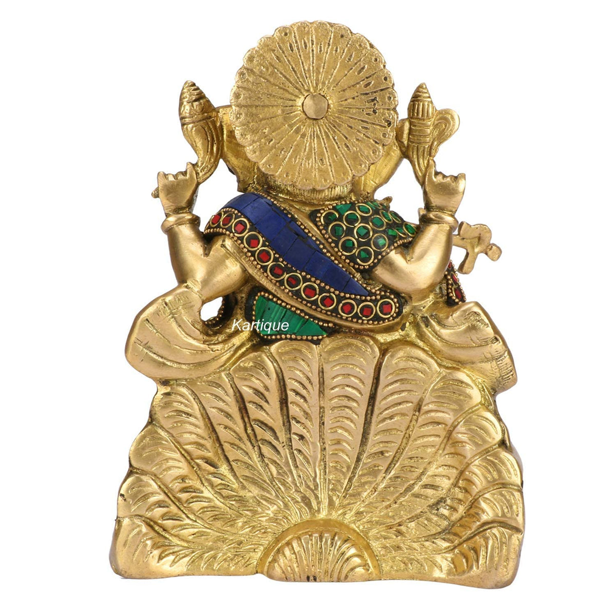 SVARUP Brass Ganesha Idol on Singhasan for Home Decoration Ganpati Statue Murti for Gift Height 8 Inch Weight 3.3 Kg Color Multicolor