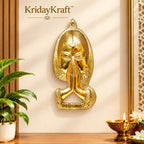 KridayKraft Aluminium Welcome Namaste Lady Door Metal Wall Hanging Decorative Showpiece for Home Wall Decor, House Warming Gift