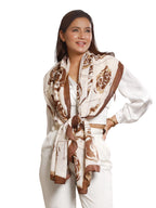 CrossKulture Offwhite Beige Brown Viscose Scarf | Lightweight & Long Stole - Stylish Design | Neck & Head Scarf for Women & Girls | All Season Accessory