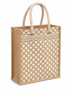 MOZU BAZAAR Jute Lunch Bag with Zip | Lunch Box Bag for Office Use | Jute Bag for Lunch | Jute Bags for Women & Men, Shopping, Grocery & Office Essentials (Polka Dot)