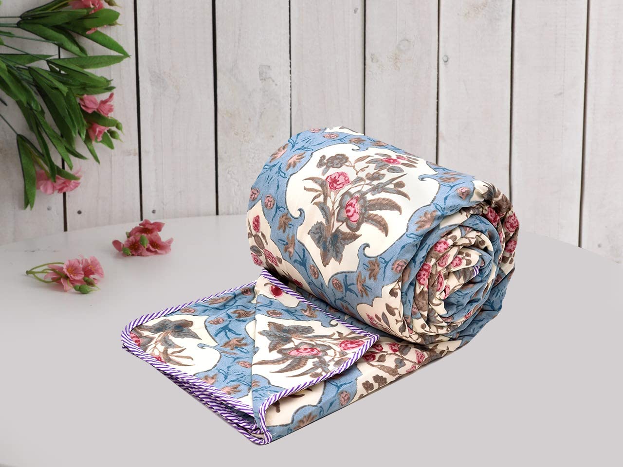 A Brand New - Umi Super Soft Brushed Microfiber Cotton 3 Layer Breathable Single Dohar 57X87(Inches) 144X220(CM) Flannel Dohar Throws for Bed Kafalo