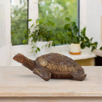 ARTVARKO Antique Big Brass Tortoise for Good Luck Showpiece Turtle Kachua Tortoise for Shree Yantra Feng Shui Vastu Long Life Career and Luck 8.5 Inches