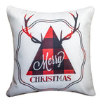 Vendola Decorative Merry Christmas Satin Cushion Cover 20 Inch x 20 Inch Set of 5, 20X20 Cushion Cover, Cusion Covers for Sofa, White and Red Colour, Reindeer, Deer Print, (20X20 Inches)