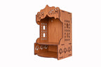 AR ART Beautiful Wooden Pooja Stand for Pooja Mandir and Temple, Wall Mounted for Office and Living Spaces, Size (L-10.5, W-8.25, H-14 Inch) (Light)