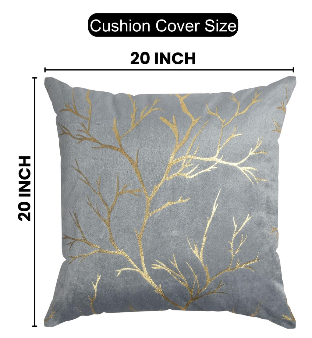 Stuffique Velvet Foil Cushion Covers 20 inch x 20 inch Set of 2, Grey
