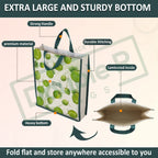 DOUBLE R BAGS Unisex Big Eco Cotton Canvas Shopping Bag for Grocery, Milk, Fruits & Vegetables | Reusable Jhola Tote with Reinforced Handles | Cherry Print, 34x9.5x39.5 cm, 1 Compartment (Pack of 2)