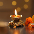 BEHOMA Handcrafted 100% Pure Brass Turtle Diya for Pooja & Home Temple