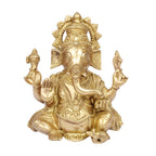 ARTVARKO Brass Sitting Ganesha Ganpati Idol for Gift Ganesh Big Size Murti Home Décor Shop Entrance Height 8 Inches