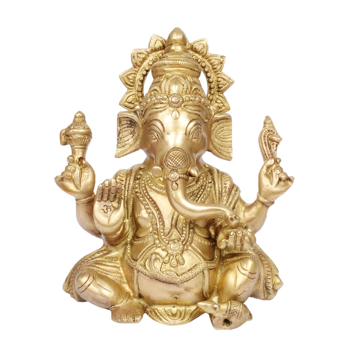 ARTVARKO Brass Sitting Ganesha Ganpati Idol for Gift Ganesh Big Size Murti Home Décor Shop Entrance Height 8 Inches