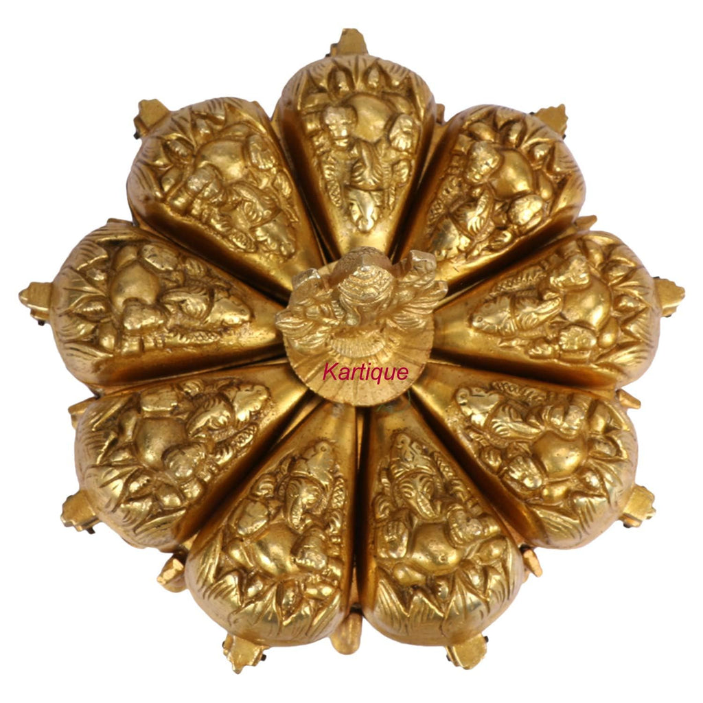 Svarup Brass Chopad Ganesha Idol in Gold Color Height 12 Inch Weight 2.4 Kg
