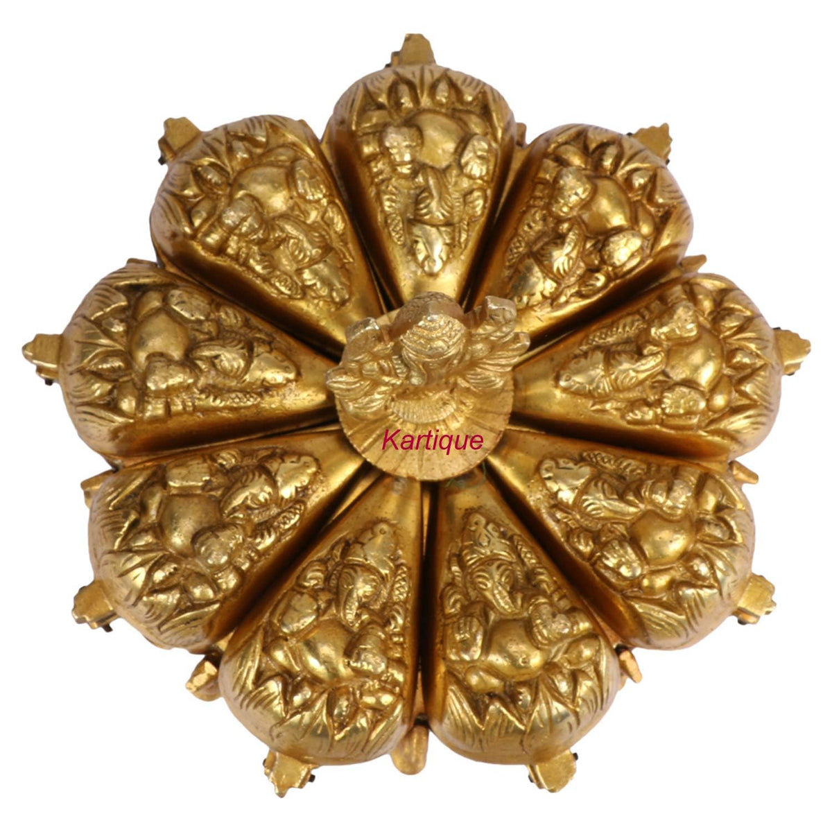 Svarup Brass Chopad Ganesha Idol in Gold Color Height 12 Inch Weight 2.4 Kg