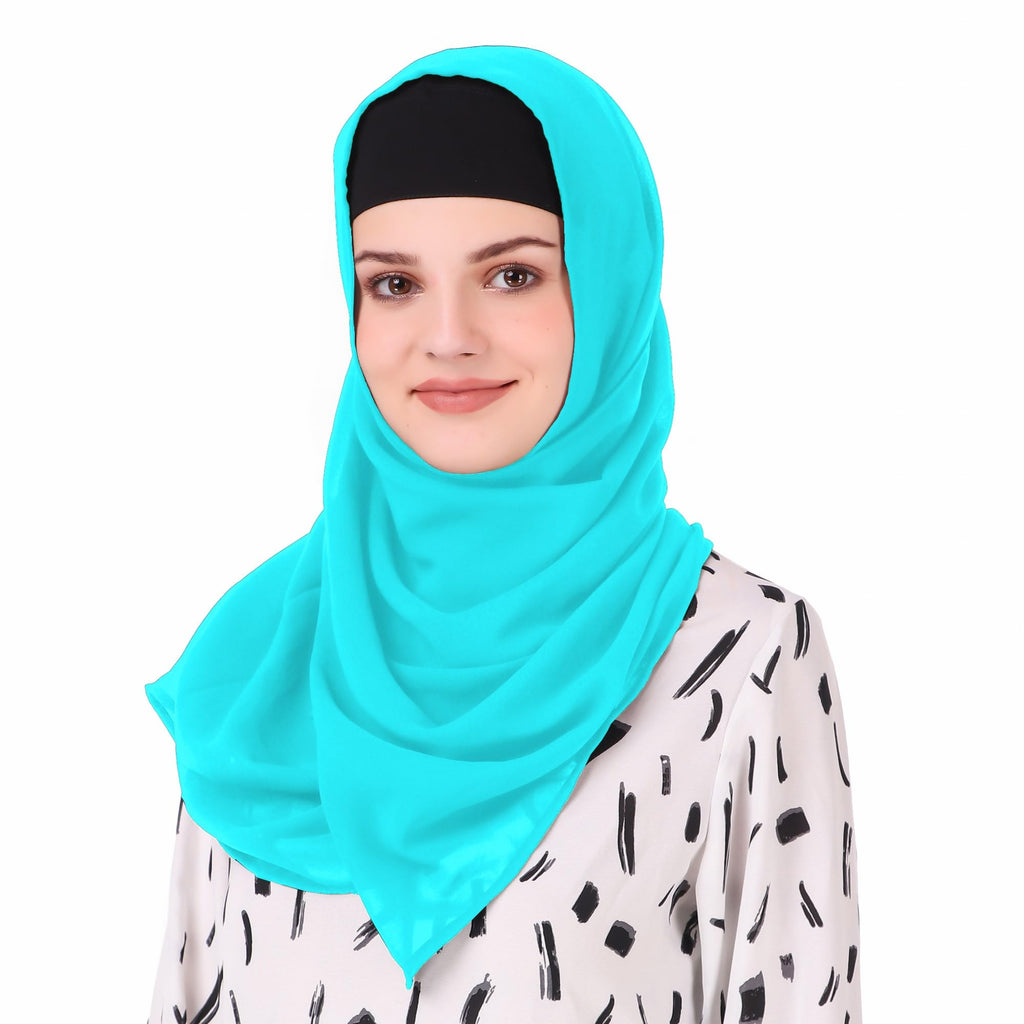 MyBatua Long Hijab in Breathable Soft Georgette large Head Wrap, Wholesale Price, 1pc Scarf HJ-020 (50x180 cm, Turquoise)