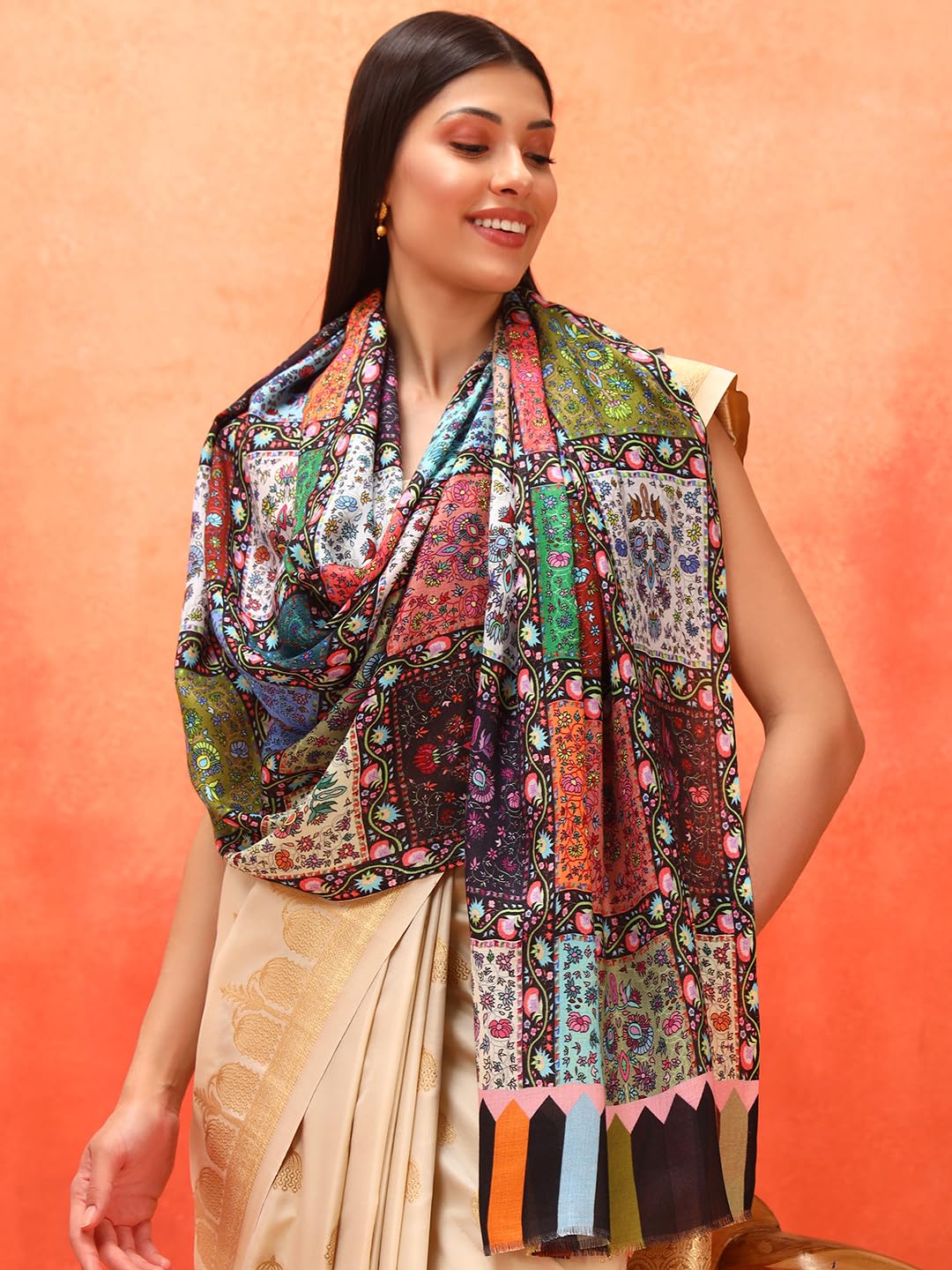 Pashmoda Women Floral Sonata Fine Soft Bamboo Fibre Stole (Size 28x80in, 71x203cm) ISST32