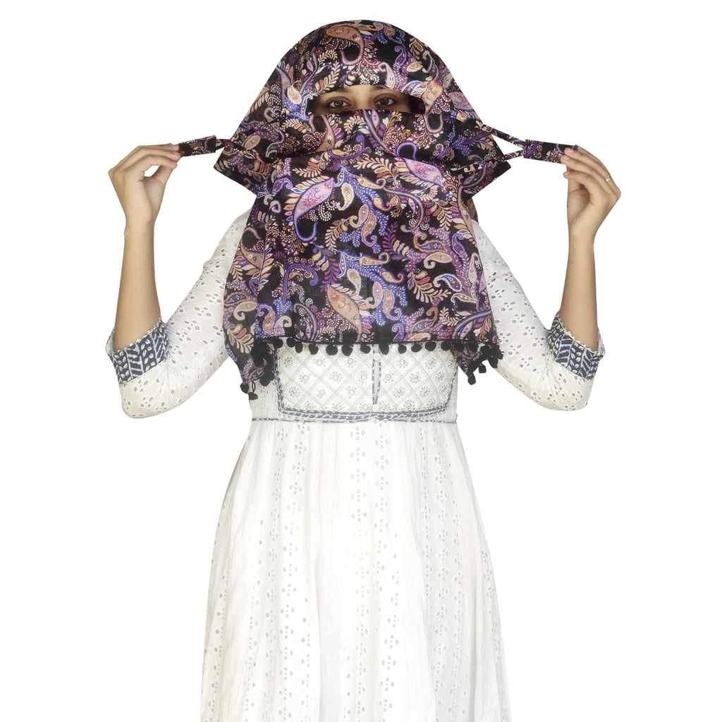 Tolexo Rayon cotton scarf cum mask free size with Hook and Loop tape closer-printed-free size (Multicolor6)