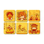 Artvibes Printed MDF Wooden Coasters for Home and Kitchen | Dining Table Decor | Square Coasters | Kitchen Decorative Items | Table Decoration | Home Decor (Set of 6 | 4x4 Inch)(Cultural Art) TC_2003