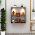 Redwud Shally Engineered Wood LED Light Wall Mounted Puja Temple for Home & Office | Modern Design Stylish God Stand Pooja Mandir | Coachwood (D.I.Y-Installation)