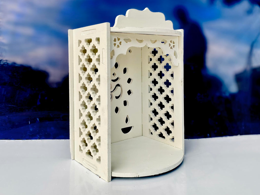 kveer Wood,Wooden Temple for Office,Home,Shop,etc, White(SIZE-30x20x15CM) Folding (30CM)